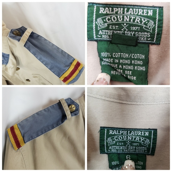 Rare Vintage Ralph Lauren Country Military Romper - Brown Blue Yellow Red - Picture 6 of 11